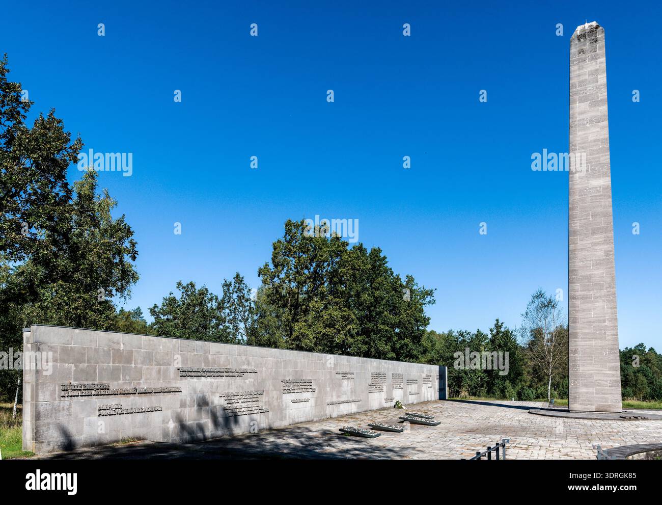 Memorial, campo di concentramento di Bergen-Belsen, bassa Sassonia, Germania Foto Stock