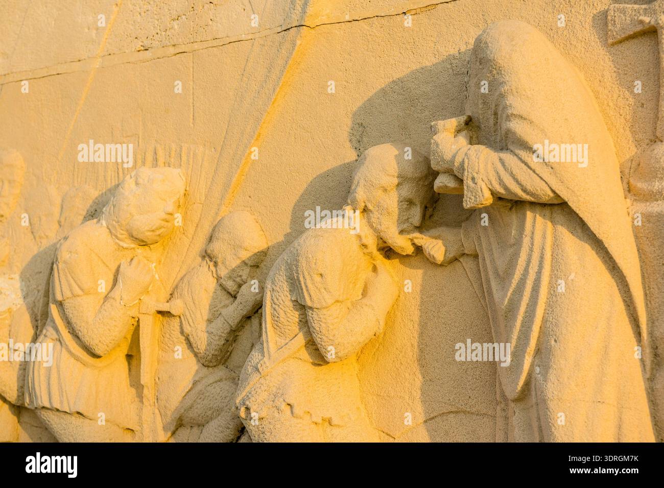 Scena della conquista di Maiorca, atterraggio della Memorial Cross nella Gran via de la Creu. Santa Poncia, Calvia, Maiorca, Isole Baleari Foto Stock