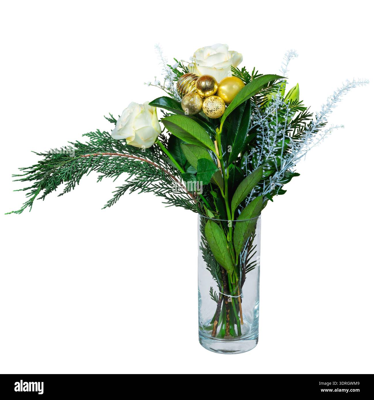Primo piano di un isolato floreale in un vaso di vetro Foto Stock