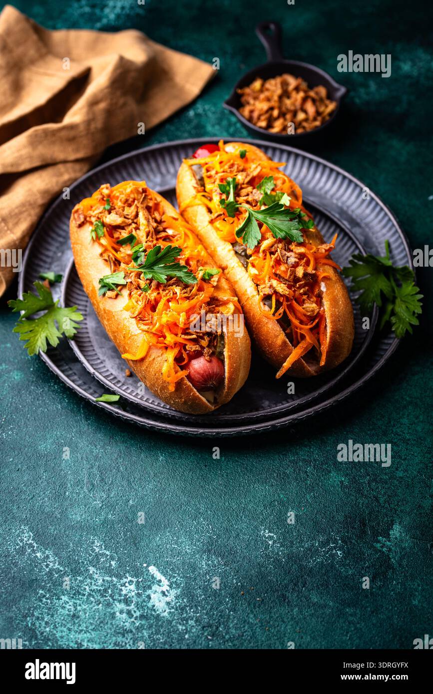 Tradizionale hot dog americano Foto Stock