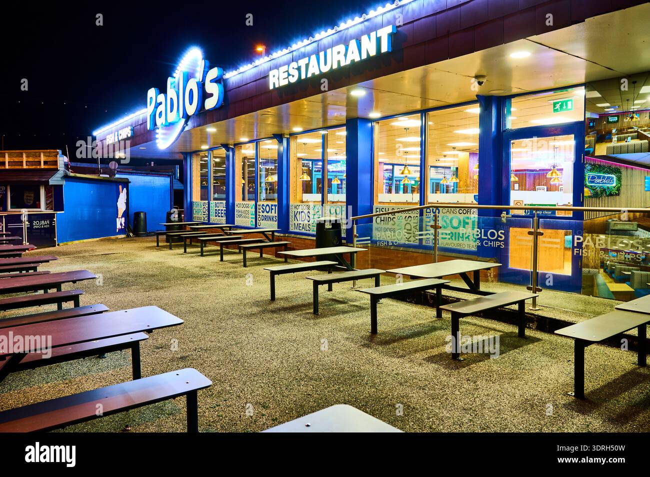 Il ristorante Fish and chips è chiuso a Blackpool, Regno Unito Foto Stock