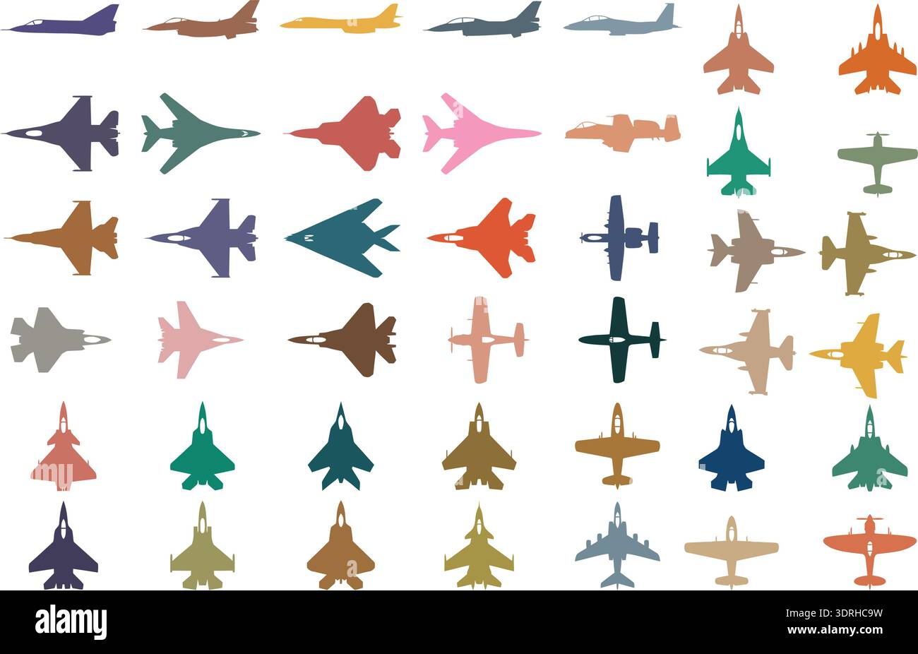 Set sagome per aerei militari – Fighter Jets and Warplanes Vector Collection Illustrazione Vettoriale