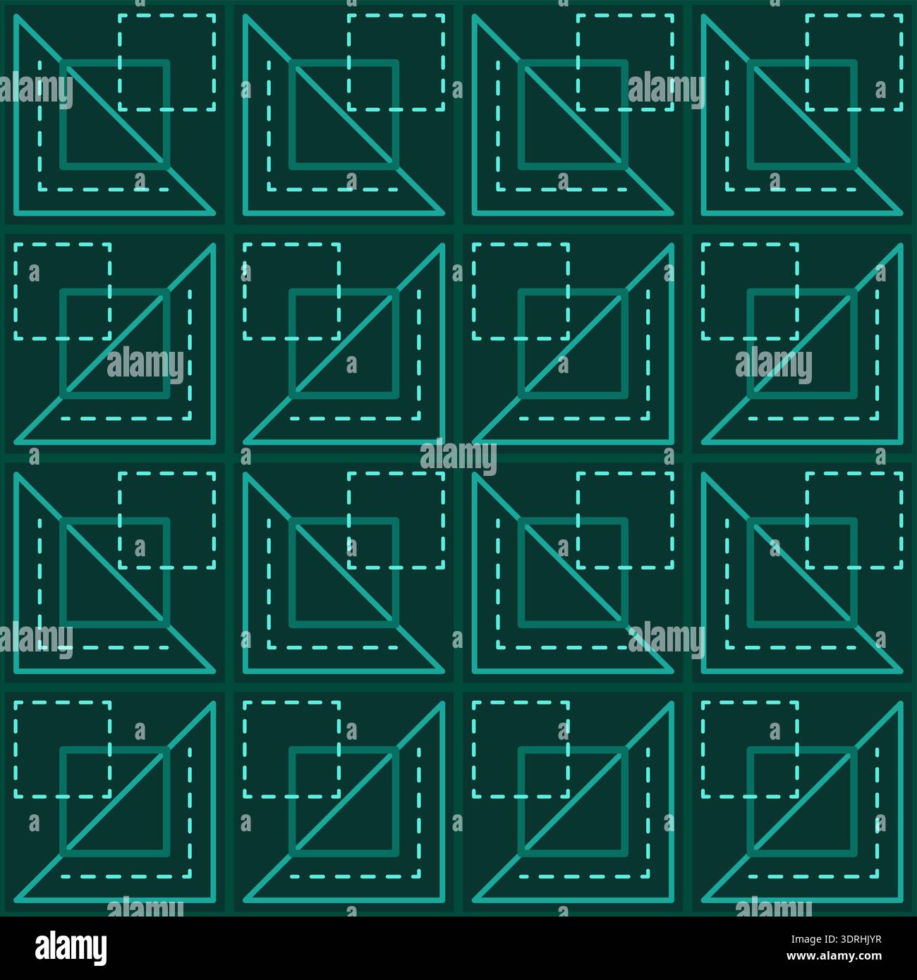 Motivo geometrico scuro di triangoli e quadrati Illustrazione Vettoriale