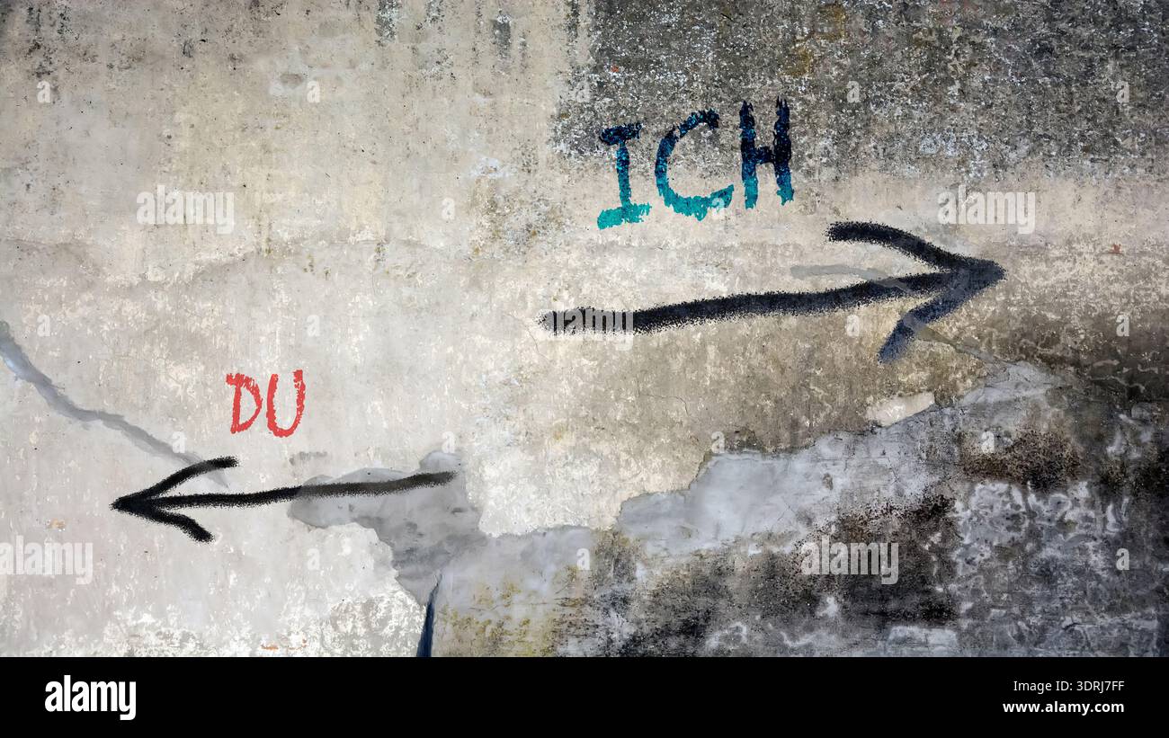 Indica il modo diretto per ME contro DI TE Foto Stock
