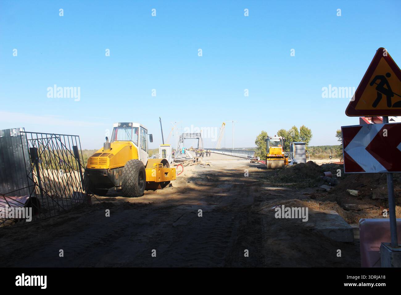 Macchinari per costruzioni su ponti per la riparazione di ponti. Foto Stock