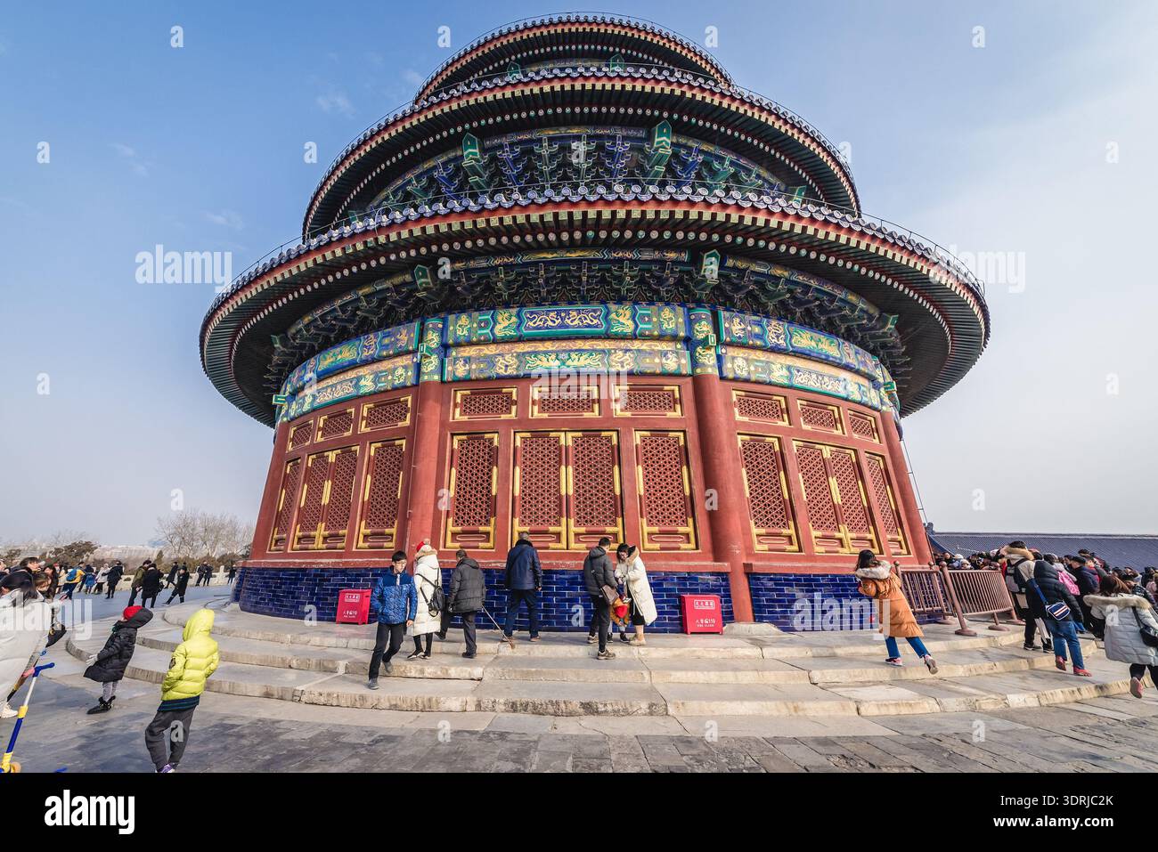 Pechino, Cina - 6 febbraio 2019: Vista laterale della sala di preghiera per il buon raccolto, l'edificio più grande del Tempio del cielo nella capitale di Pechino Foto Stock