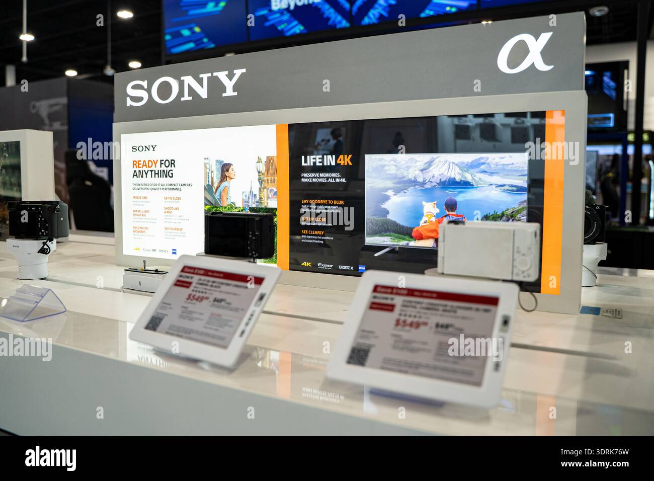 Visualizza il display della fotocamera Alpha di Sony nel negozio di elettronica. Toronto, Canada - 7 febbraio 2026. Foto Stock