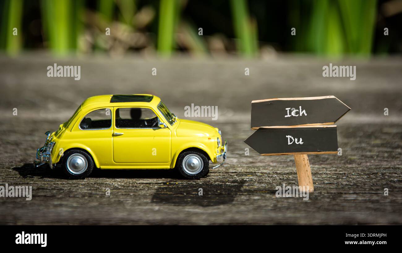 Indica il modo diretto per ME contro DI TE Foto Stock