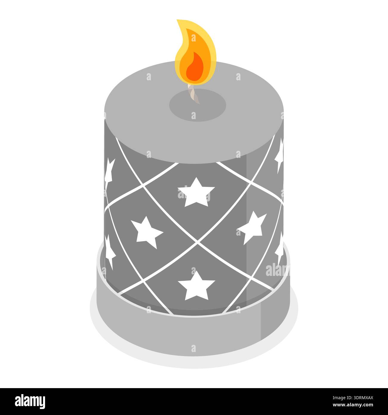 Set di candele con vettore piatto isometrico 3D. Foto Stock