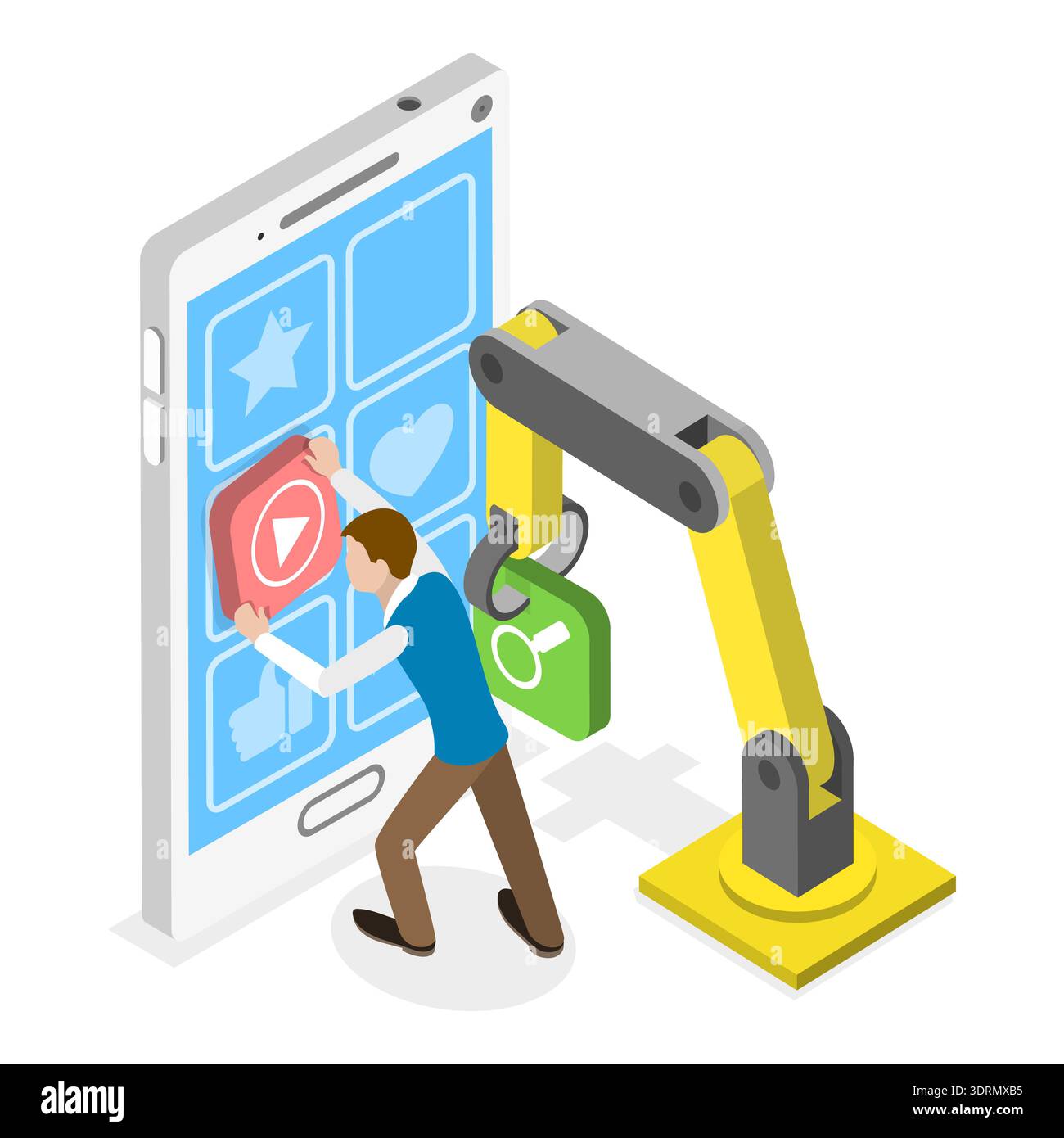 Illustrazione concettuale del vettore piatto isometrico 3D di Mobile Interface Design Foto Stock