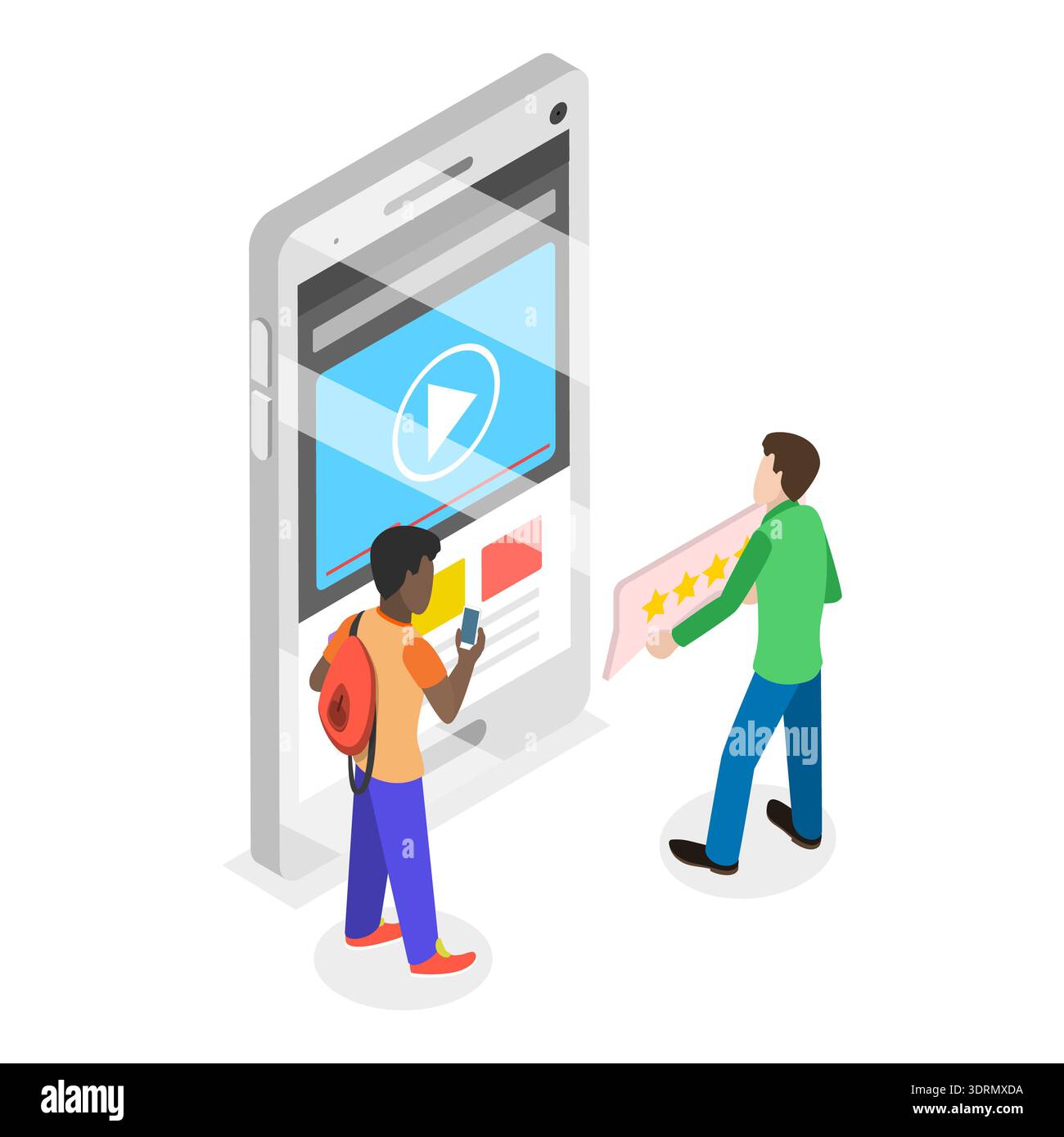 Illustrazione piatta isometrica 3D di Mobile Interface Design. Punto 2 Foto Stock