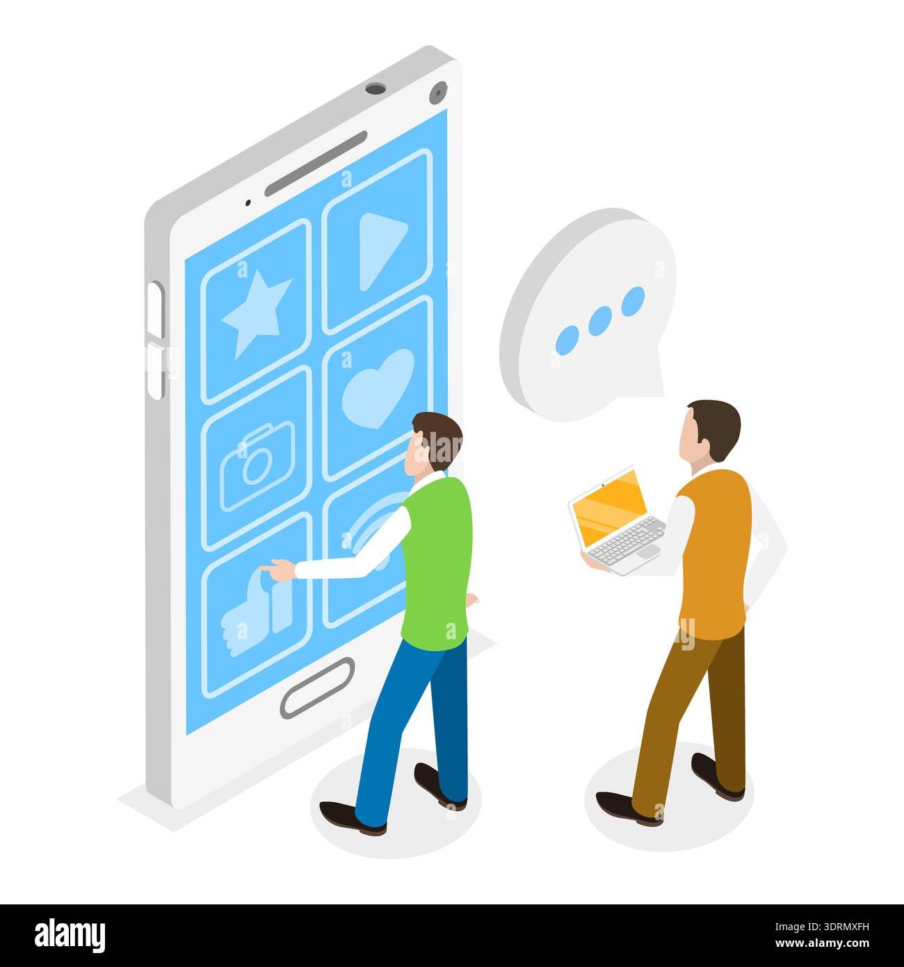 Illustrazione concettuale del vettore piatto isometrico 3D di Mobile Interface Design Foto Stock