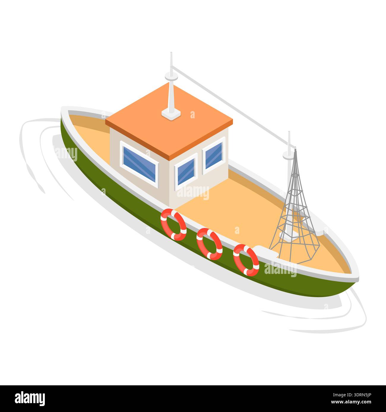 Set di barche con vettore piatto isometrico 3D. Foto Stock