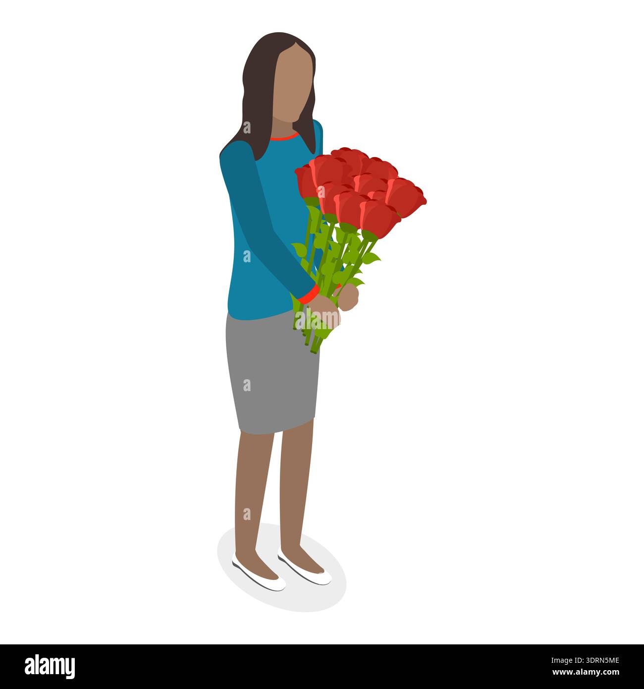 Set di Bouquet vettoriali piatti isometrici 3D. Foto Stock