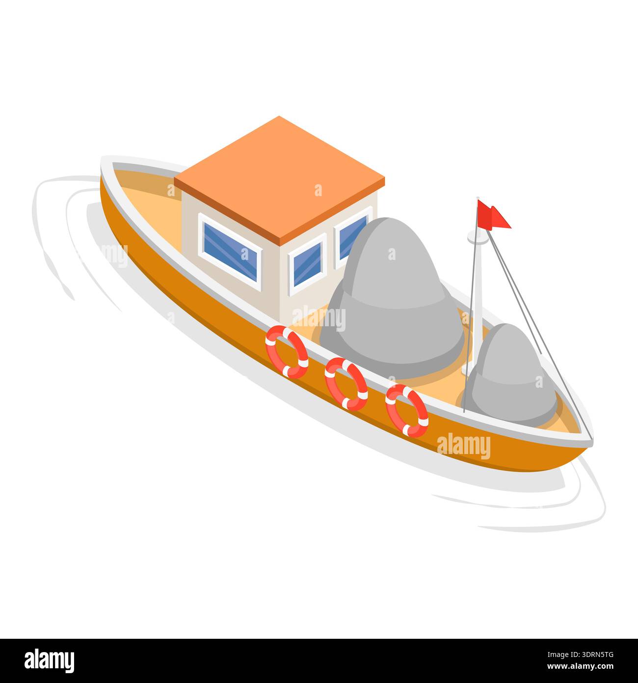 Set di barche con vettore piatto isometrico 3D. Foto Stock
