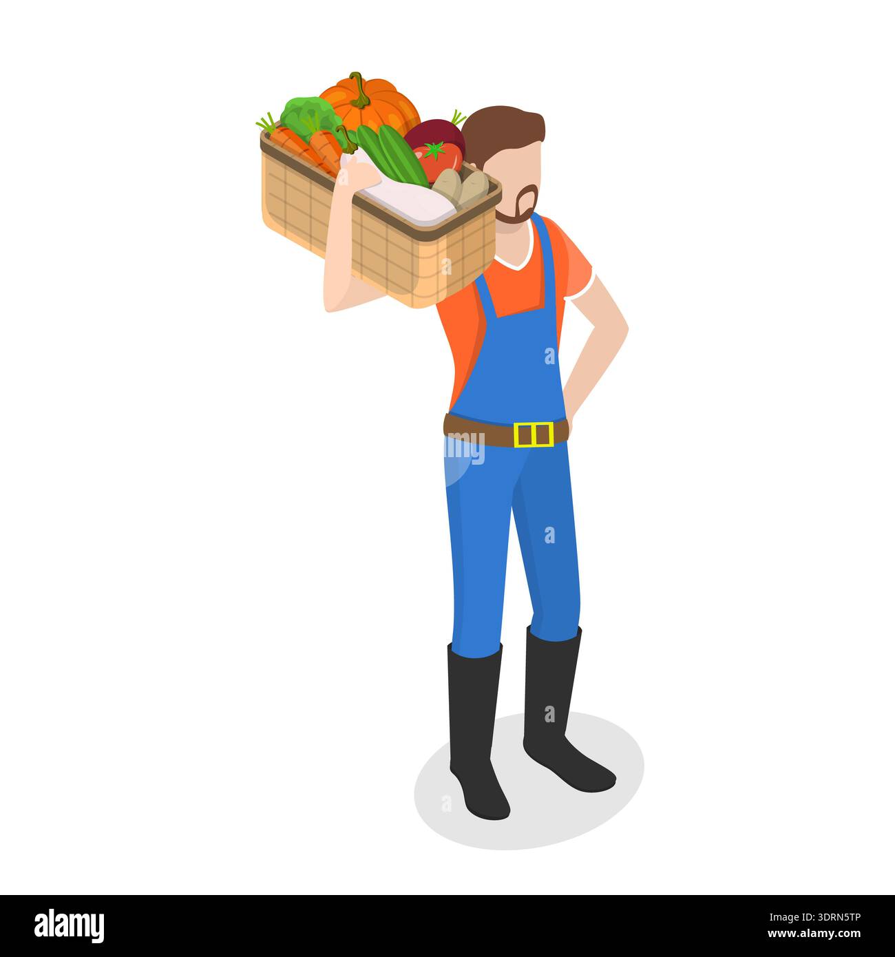 Set vettoriale piatto isometrico 3D di agricoltori Foto Stock