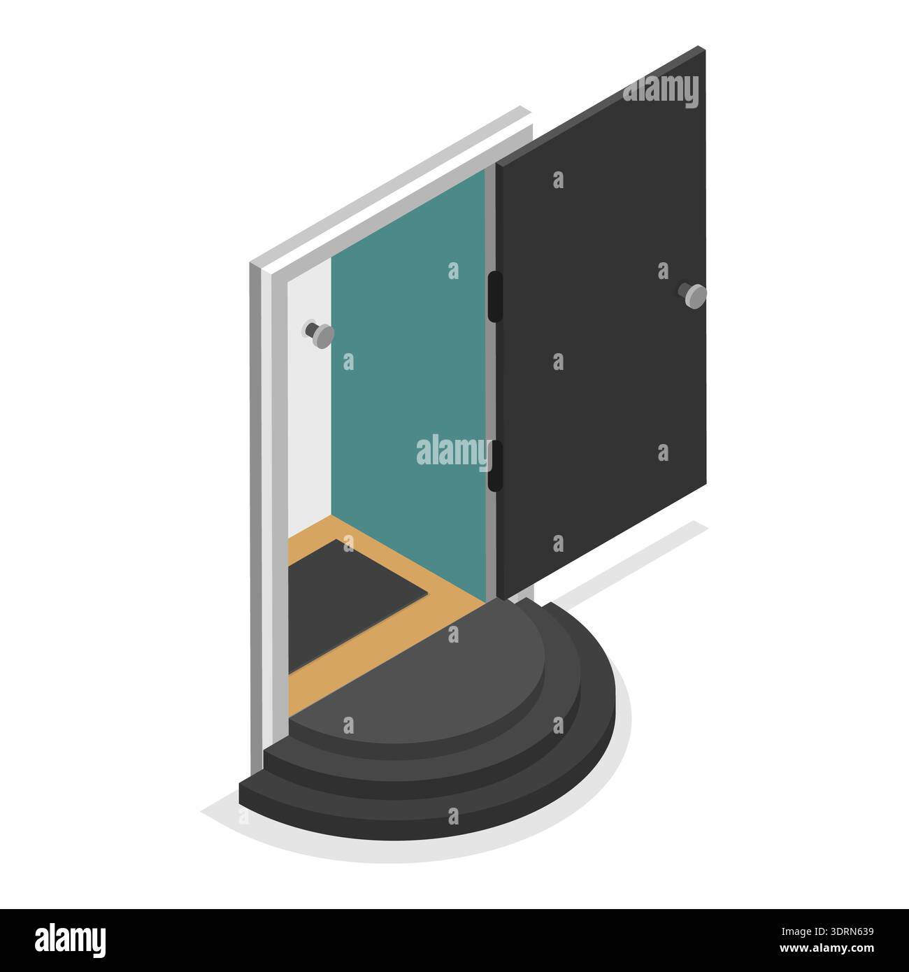 Set di porte con vettore piatto isometrico 3D. Foto Stock