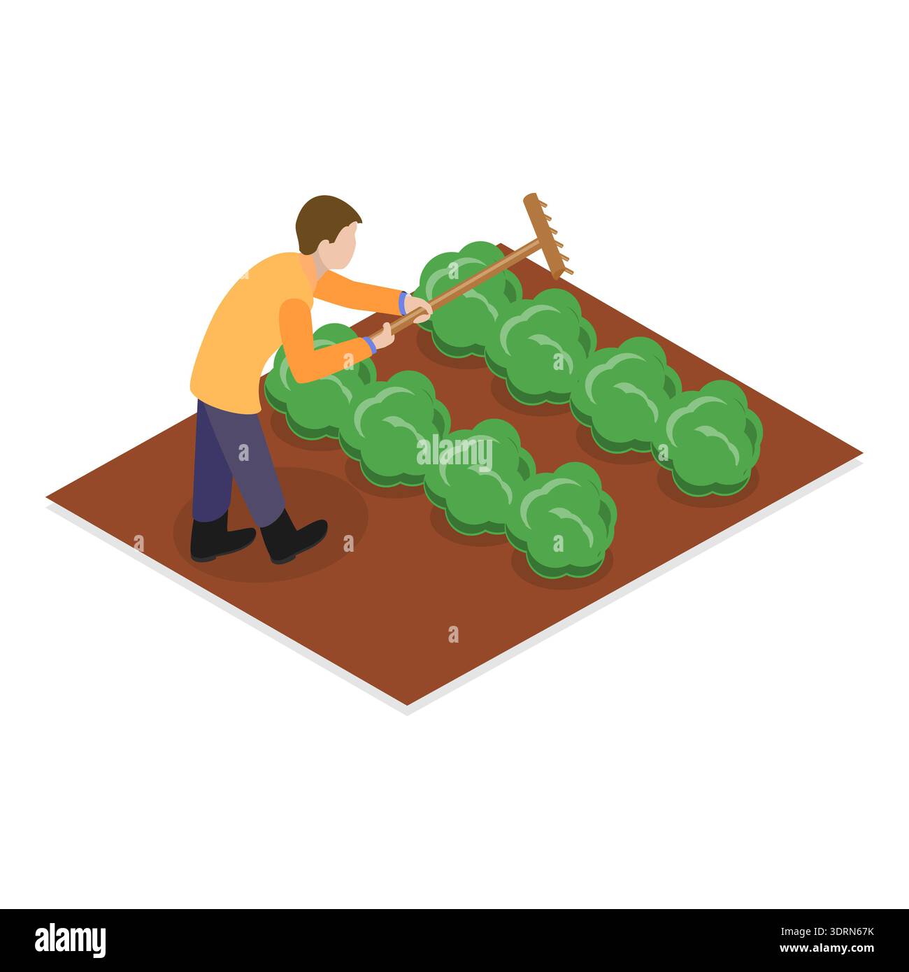 Set vettoriale piatto isometrico 3D di agricoltori Foto Stock