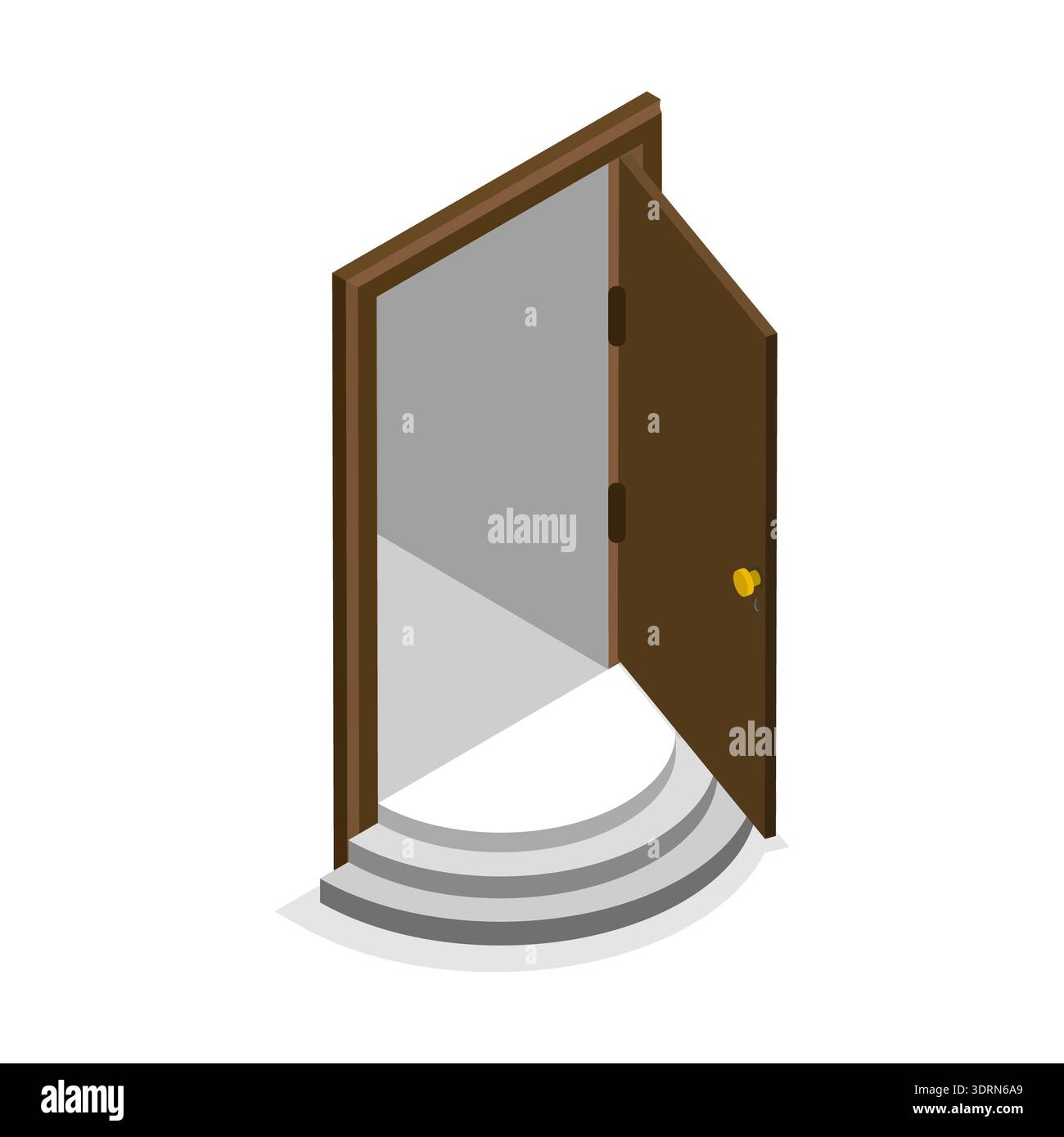 Set di porte con vettore piatto isometrico 3D. Foto Stock