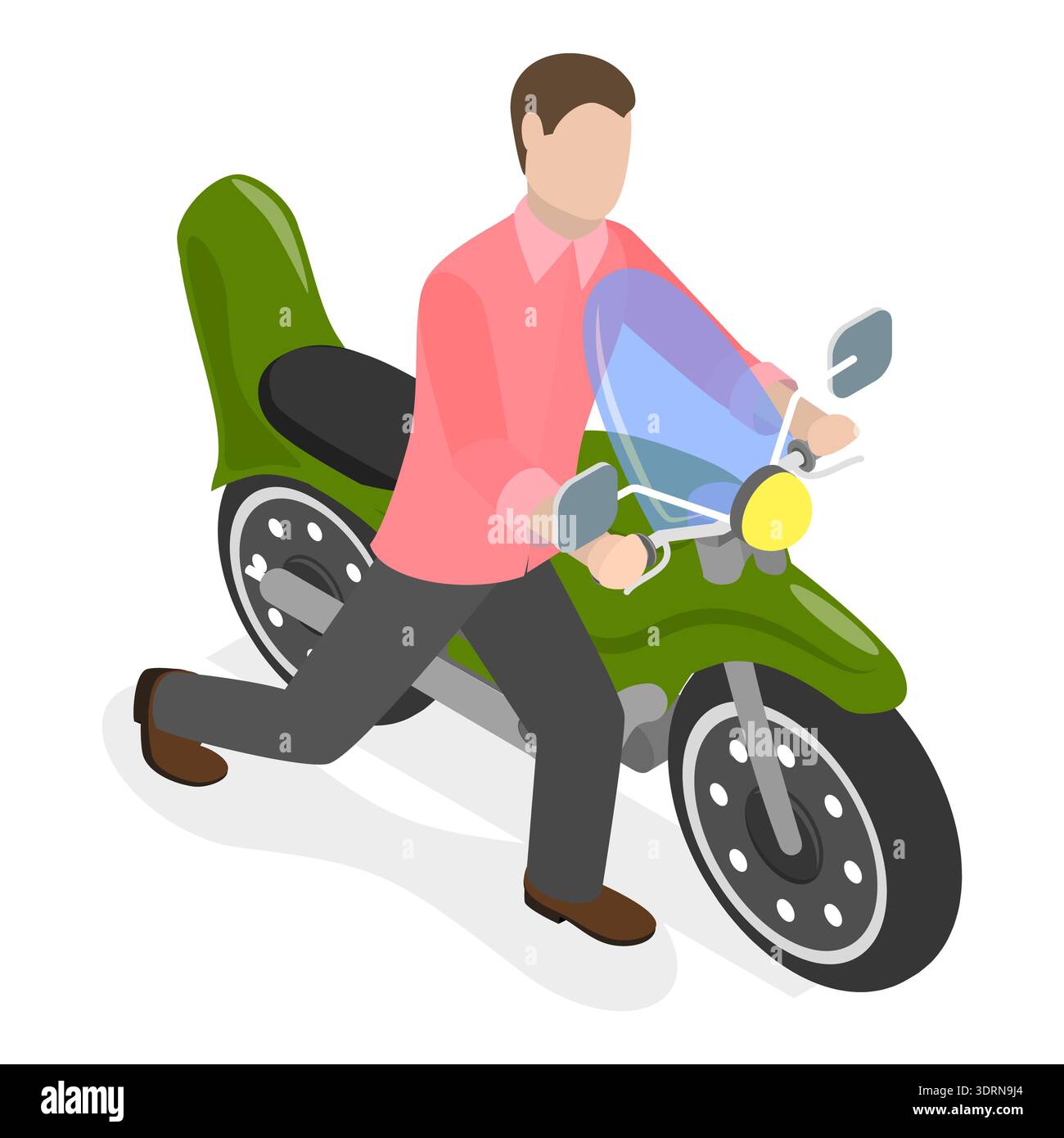 Set di motociclette con vettore piatto isometrico 3D. Foto Stock