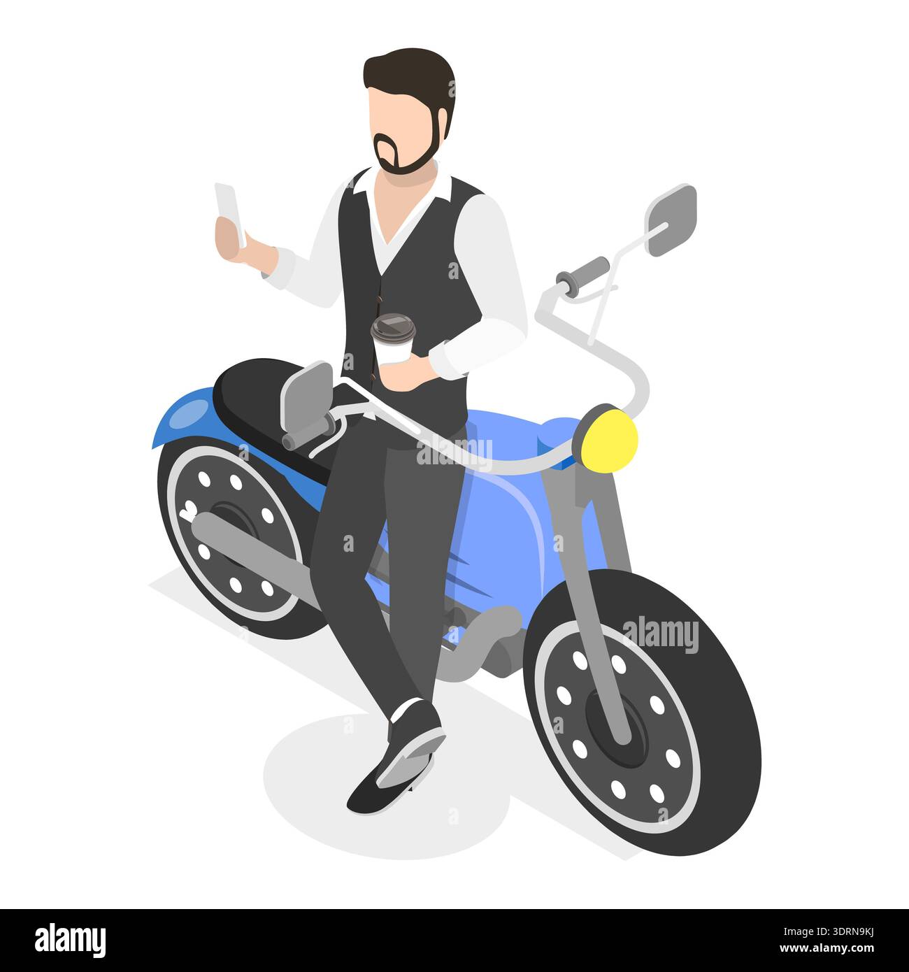Set di motociclette con vettore piatto isometrico 3D. Foto Stock