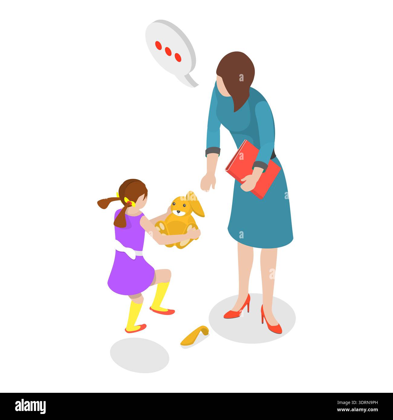 Illustrazione concettuale del vettore piatto isometrico 3D del problema ADHD Foto Stock