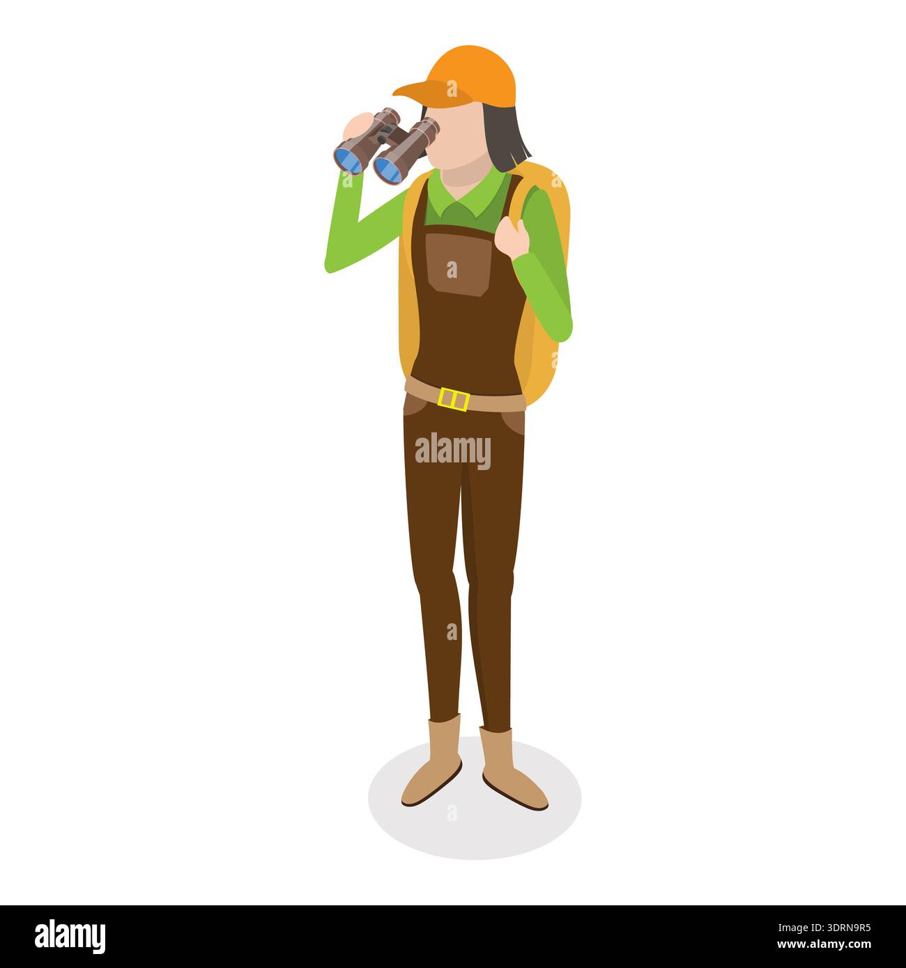 Set di cacciatori vettoriali piatti isometrici 3D. Foto Stock