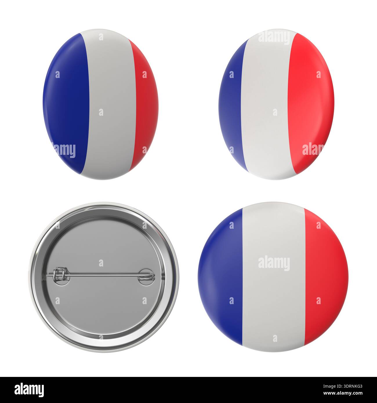 Set di badge con pulsante bandiera francese Foto Stock