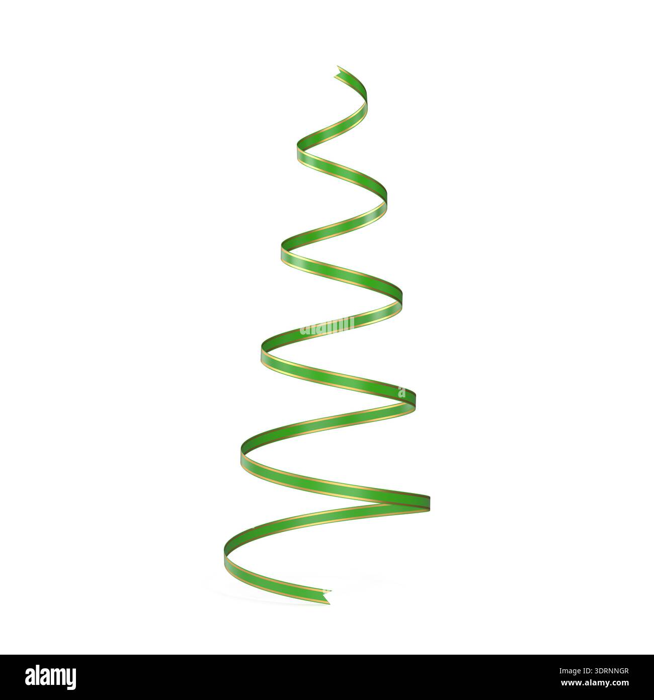 Decorazione del nastro a spirale verde su sfondo bianco Foto Stock