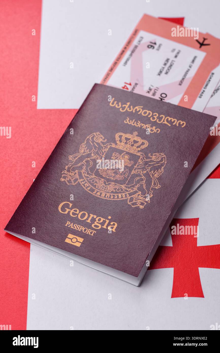 Passaporto della Georgia, visto georgiano per viaggi internazionali e vacanze. Passaporto georgiano Foto Stock