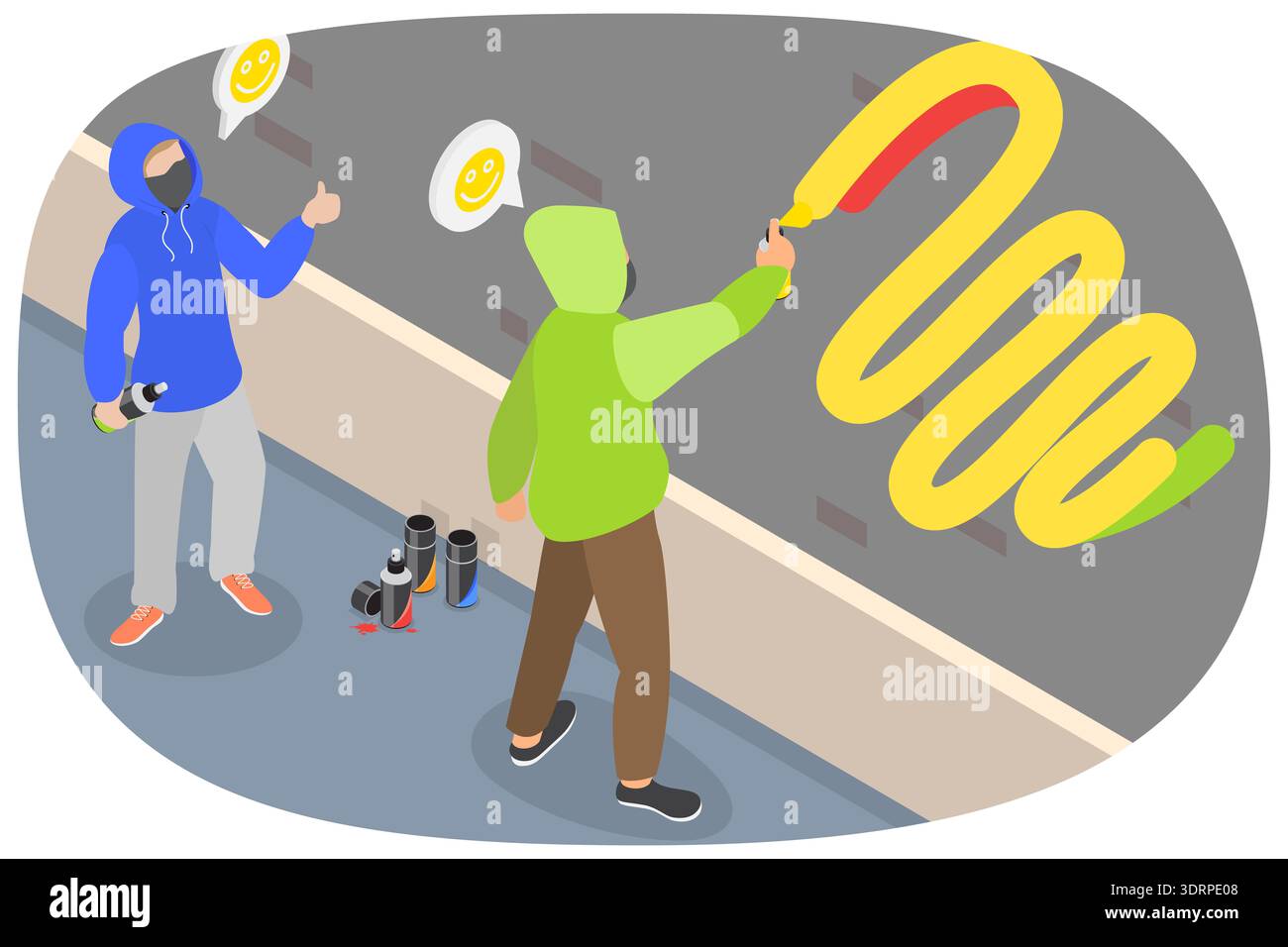 Illustrazione vettoriale piatto isometrico 3D di atti vandalici Foto Stock