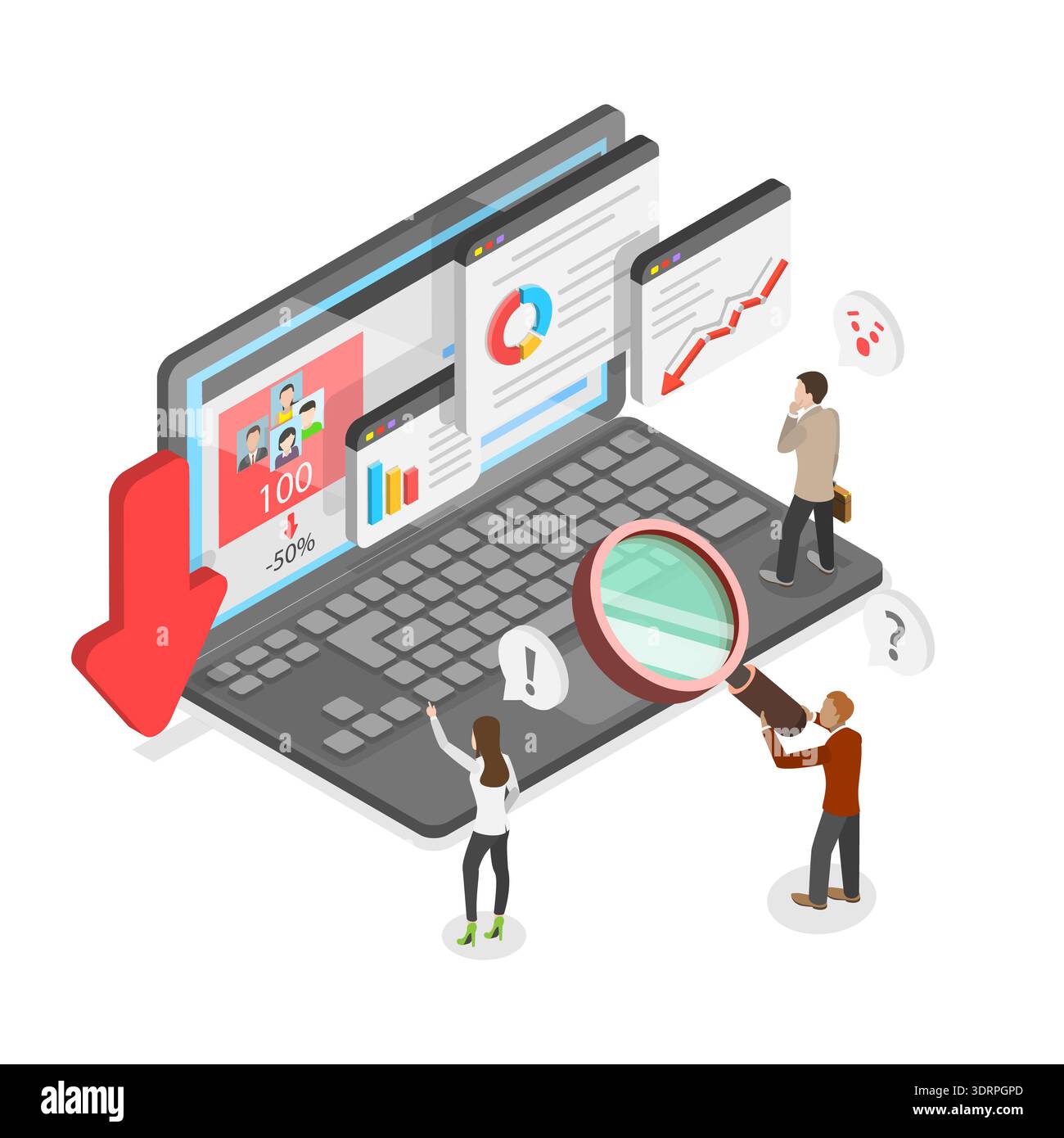 Illustrazione del vettore piatto isometrico 3D del rifiuto del traffico del sito Web Foto Stock