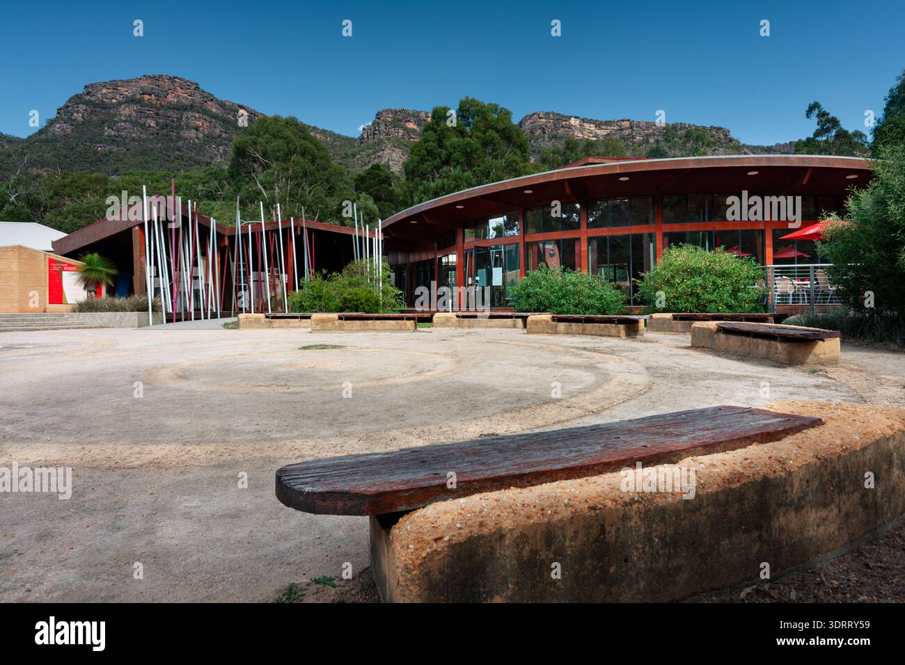 Brambuk Visitor Centre nel Parco Nazionale Grampians (Gariwerd) di Victoria. Foto Stock