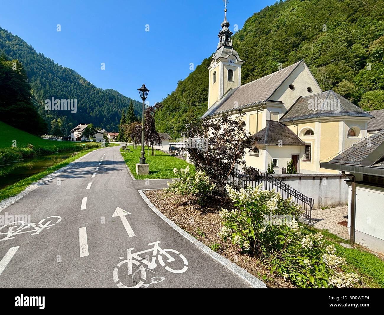 Itinerario per le vacanze in bicicletta in Slovenia, Europa un paese di paesaggi straordinari. Foto Stock