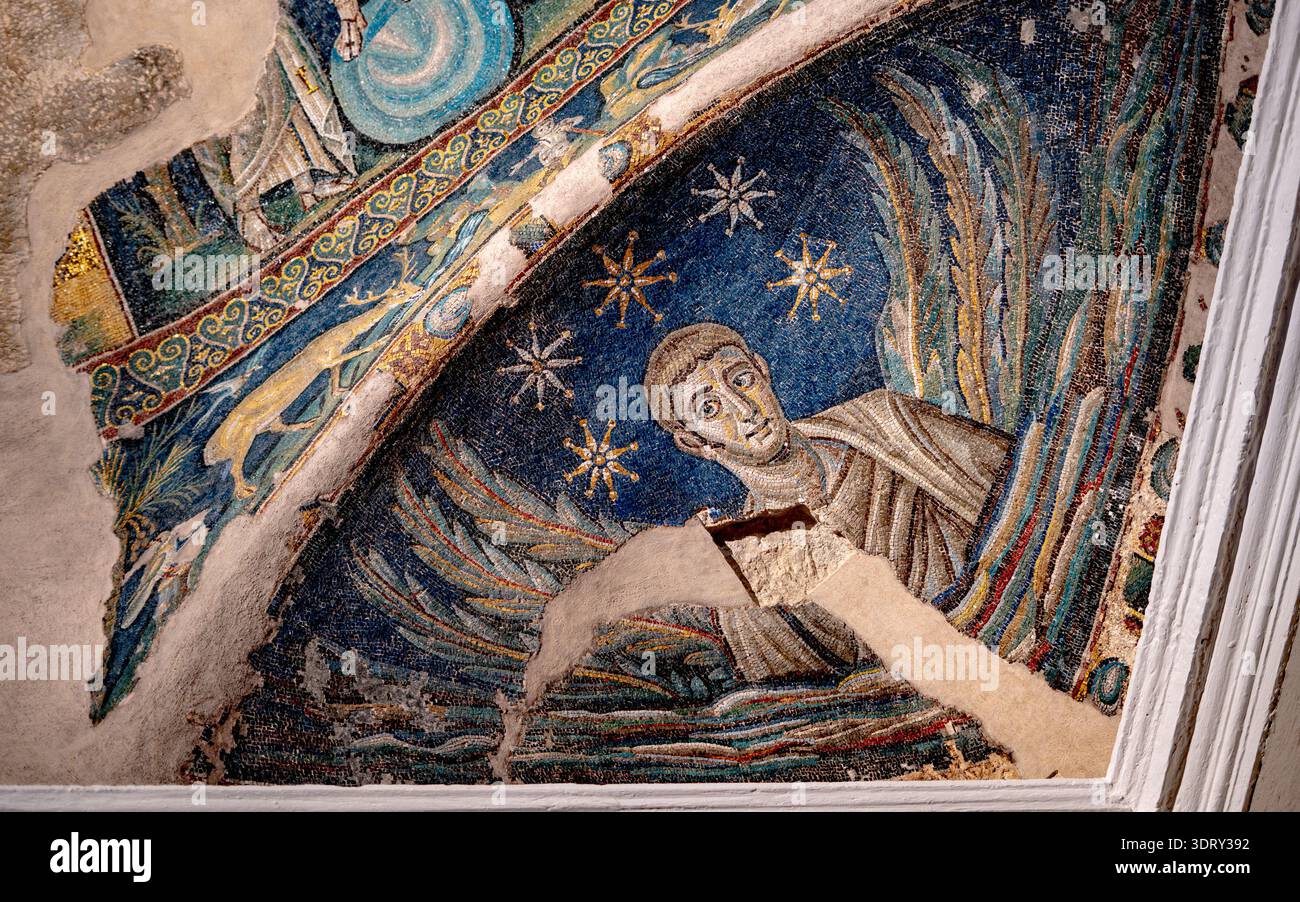 Battistero di San Giovanni in fonte, Napoli, mosaici paleocristiani. Foto Stock