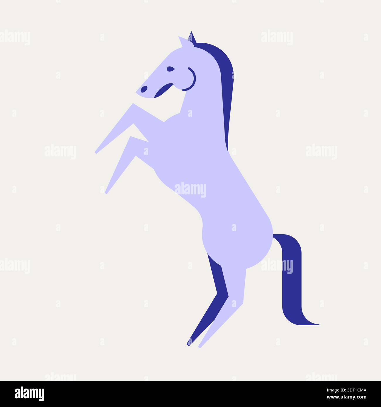 Cavallo in piedi su due gambe. Illustrazione geometrica minimalista. Illustrazione vettoriale, design piatto Illustrazione Vettoriale