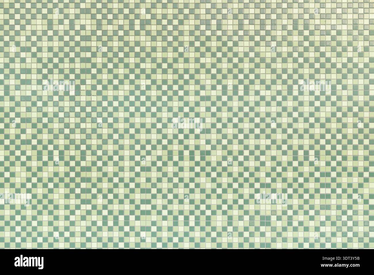 Motivo senza cuciture di piccole piastrelle a mosaico verdi e bianche Foto Stock