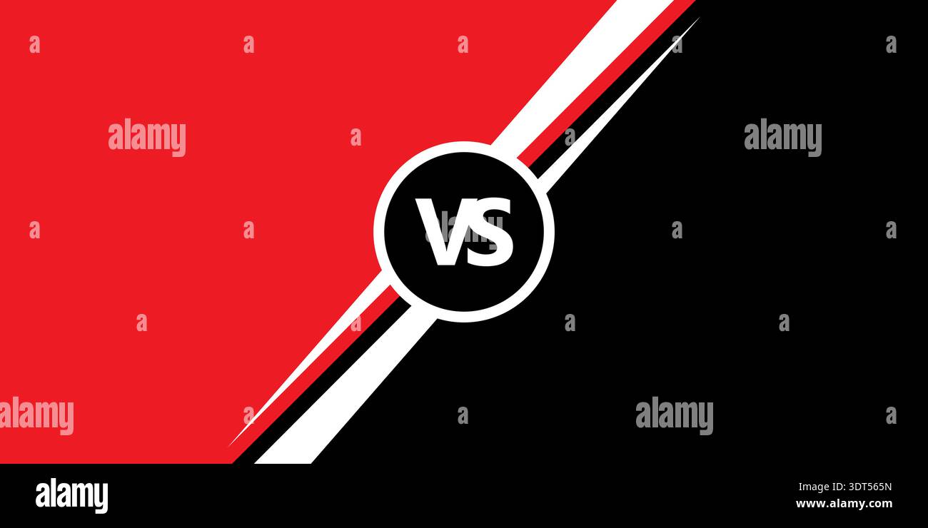 Titolo VS Versus Battle moderno modello banner, sfondo rosso e nero, Fight Game Illustrazione Vettoriale