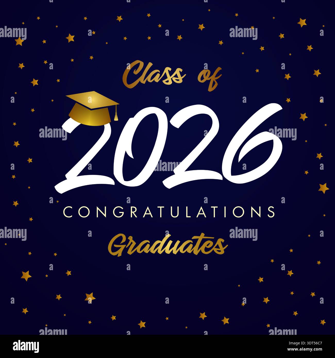 Banner creativo per laureati di 2026 anni. Design quadrato Illustrazione Vettoriale