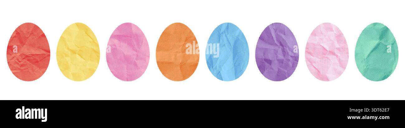 Uova di Pasqua in carta vettoriale colorata, forme di uovo a mezzitoni dipinte per disegni primaverili, collage e biglietti d'auguri Illustrazione Vettoriale