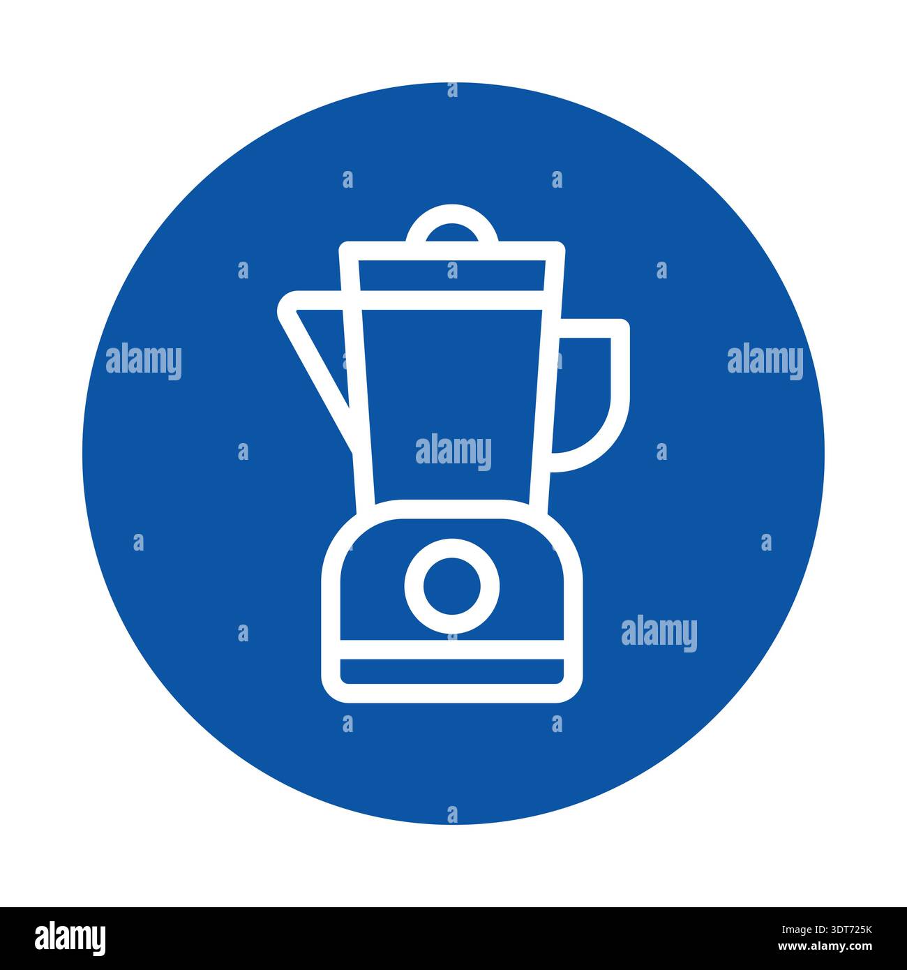 Un moderno frullatore da cucina con un design bianco semplice su uno sfondo blu brillante. Perfetto per contenuti culinari e legati agli apparecchi. Illustrazione Vettoriale