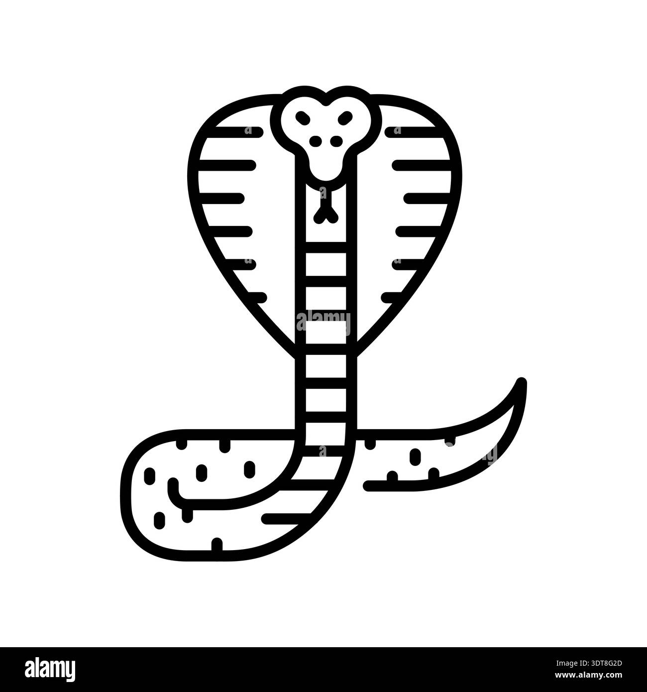 Icona della linea nera del cobra reale per progetti digitali e di stampa. Animali asiatici. Icone di pulizia minime per applicazioni e siti Web. Icone semplici e moderne per UI UX e. Illustrazione Vettoriale