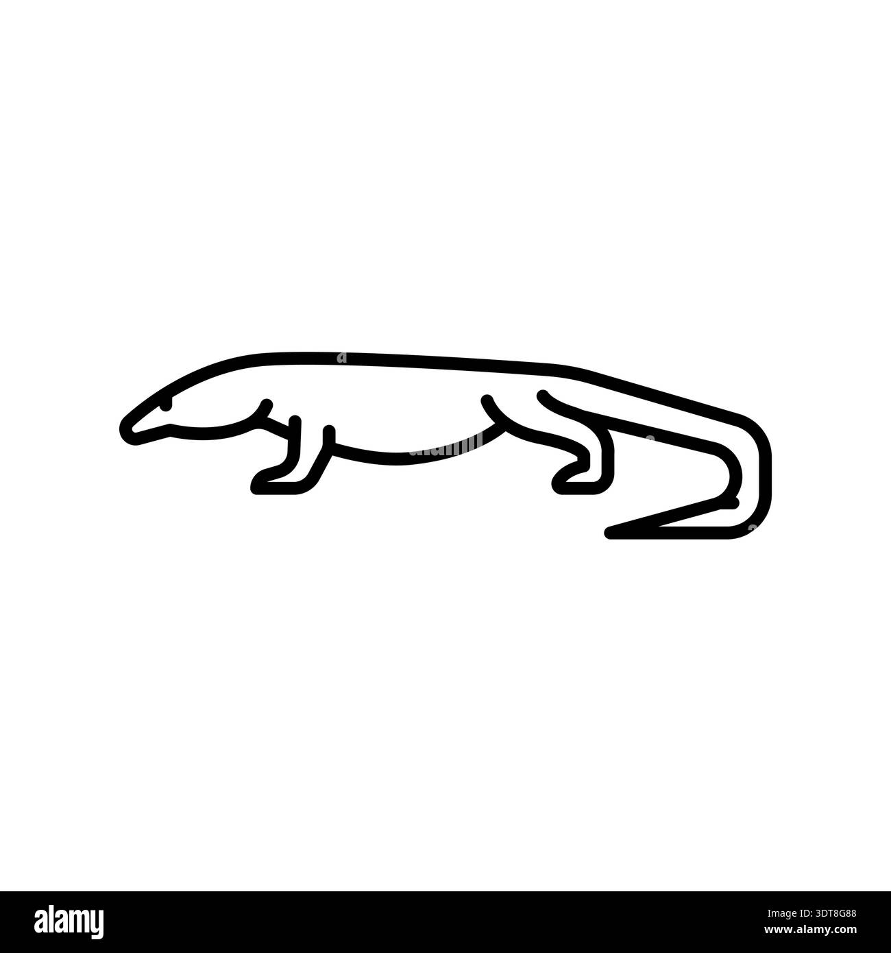 icona della linea nera del drago komodo per progetti digitali e di stampa. Animali asiatici. Icone di pulizia minime per applicazioni e siti Web. Icone semplici e moderne per UI UX Illustrazione Vettoriale