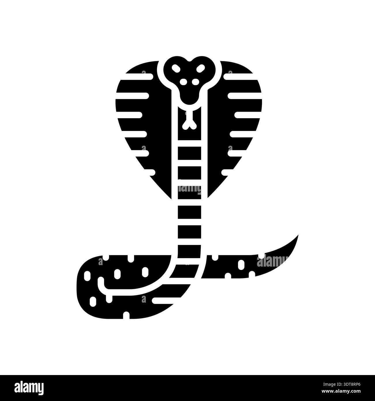 Icona piatta nera King Cobra per progetti digitali e di stampa. Animali asiatici. Icone di pulizia minime per applicazioni e siti Web. Icone semplici e moderne per UI UX e. Illustrazione Vettoriale