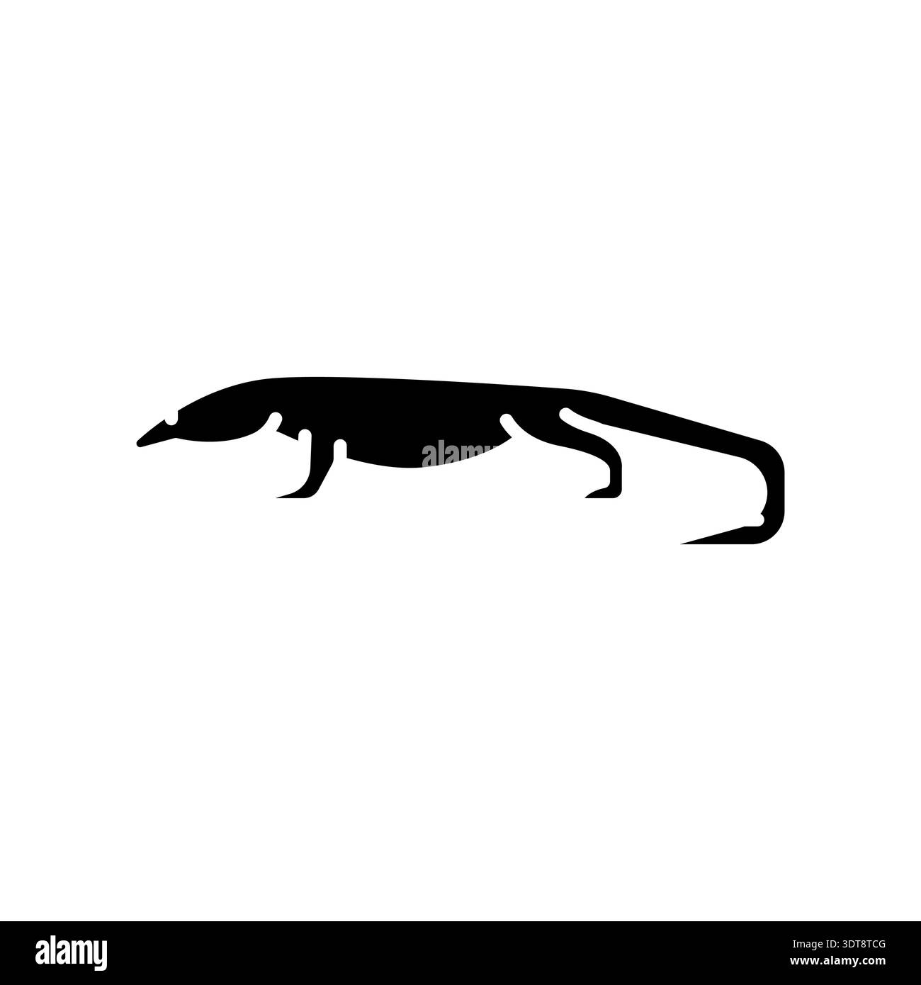 icona piatta nera drago komodo per progetti digitali e di stampa. Animali asiatici. Icone di pulizia minime per applicazioni e siti Web. Icone semplici e moderne per UI UX Illustrazione Vettoriale