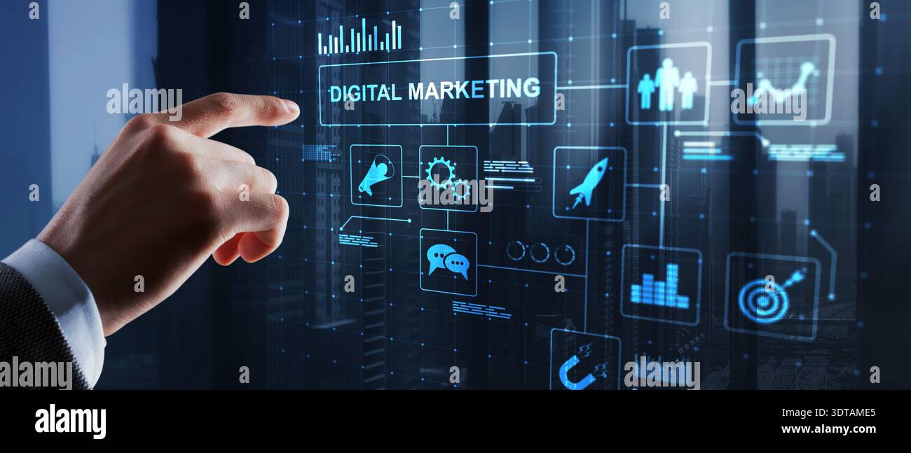 Digital Marketing Performance Dashboard per analisi e pianificazione strategica. Foto Stock