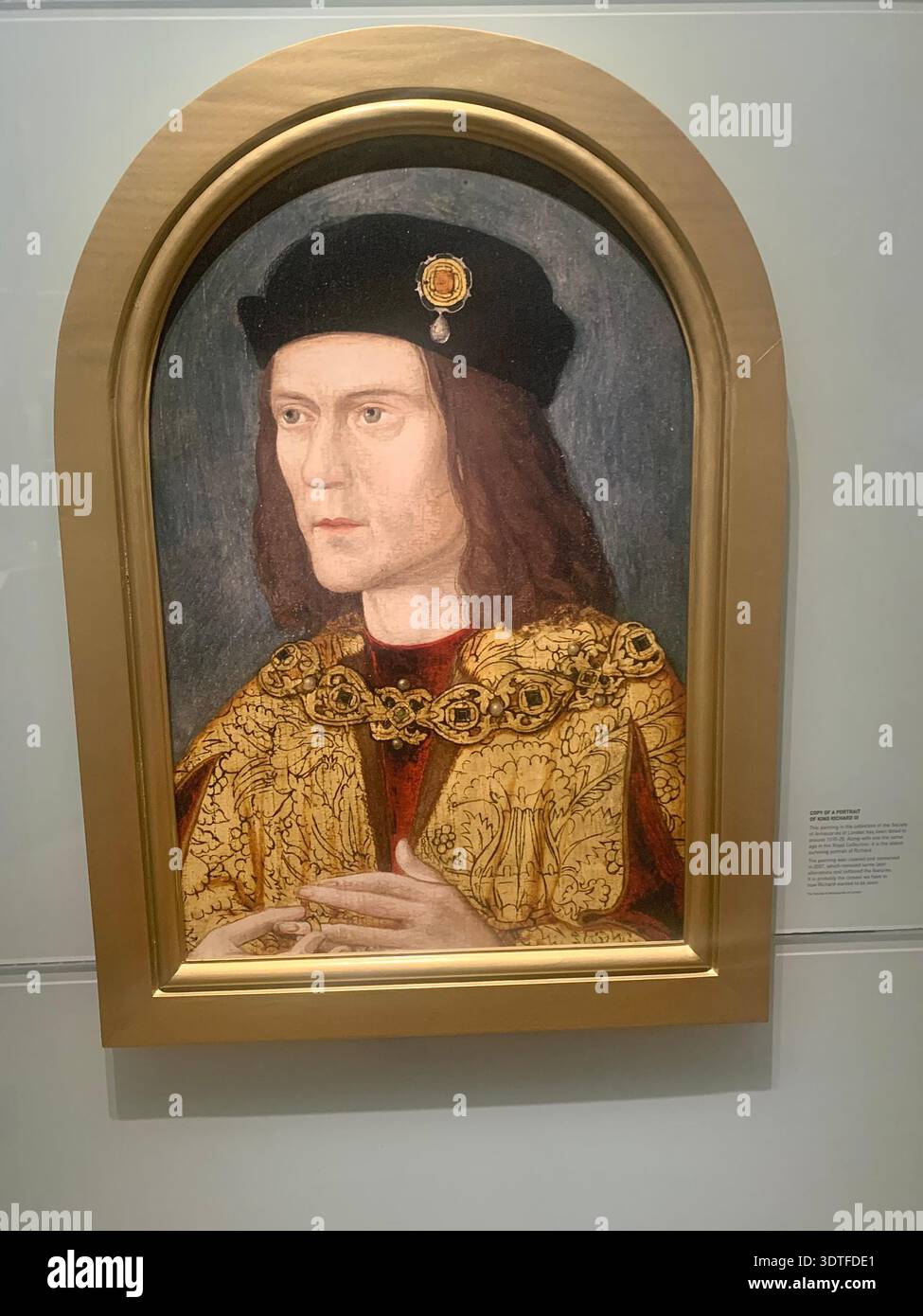 Museo di re Riccardo a Leicester o centro visitatori questa mostra esplora la vita del suo regno e l'eredità dell'ultimo re Plantageneto - Immagine stock catturata con smartphone