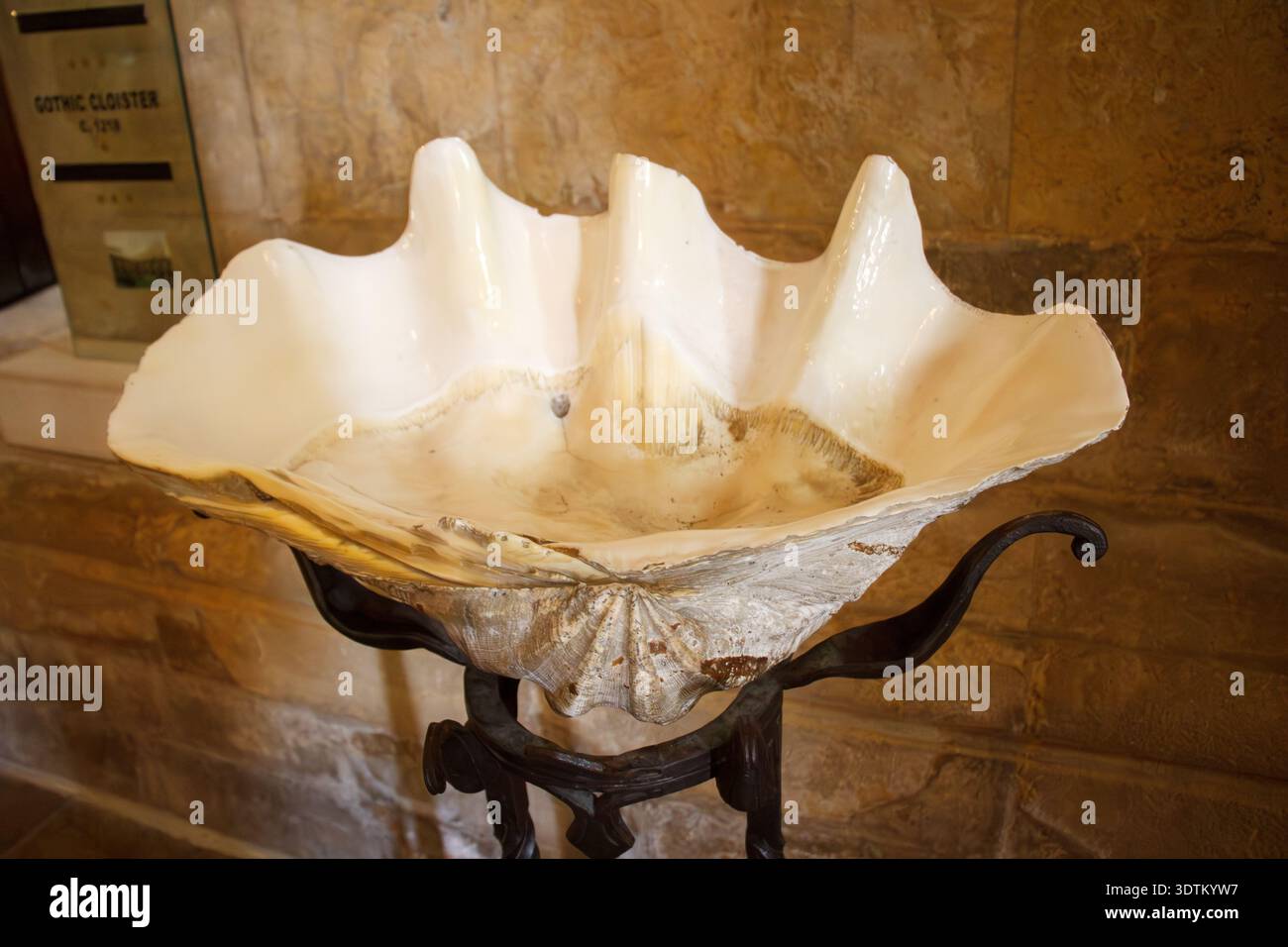 Splendido fonte battesimale all'interno della chiesa Old se splendido edificio storico nel centro di Coimbra, Portogallo Foto Stock