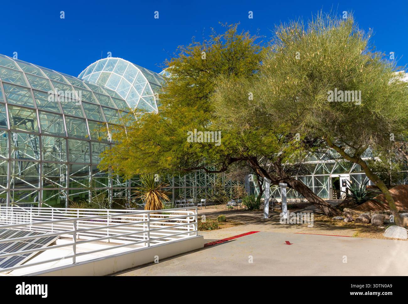 Biosphere 2 in Arizona, un'estesa struttura di ricerca scientifica creata per studiare l'interazione tra i sistemi vitali della Terra in un ambiente chiuso. Foto Stock