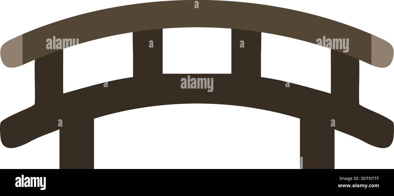 Semplice silhouette a ponte curva con segmenti a ripetizione in un'audace forma nera Illustrazione Vettoriale
